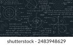 Seamless pattern with mathematical formulas on a chalkboard.