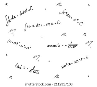 seamless pattern mathematical formulas on white background