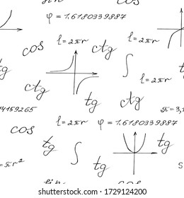 seamless pattern of mathematical formulas, vector Hand Vector