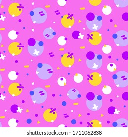 Seamless pattern of mathematical and geometric shapes on pink background. Use for printing on paper, fabric. web design. Vector illustration.