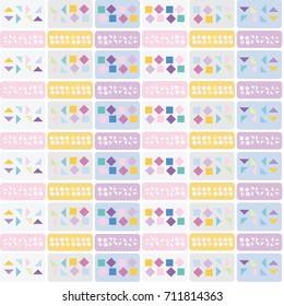 The seamless pattern of mathematical rectangular triangle, bright colors, pastel lines.vector illustration