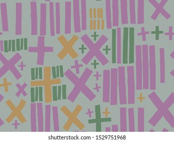 seamless pattern with mathematical symbols on tender grey background, can be used for fabric design, textile, wrapping paper design, as a background, for cards or decoration