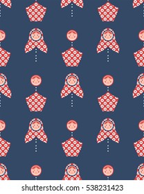 Seamless pattern of matryoshka on dark blue background. Image for a poster. Vector illustration.