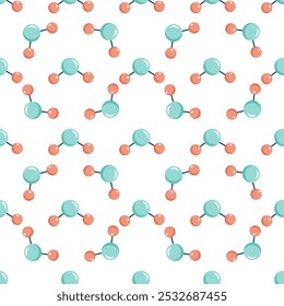 Seamless Pattern With Matter Molecule, Infinite Texture For Chemistry, Research, Analysis, Design