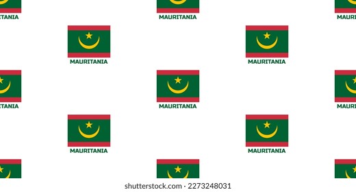 The seamless pattern  of the MAURITANIA state  flag.  With the  caption of  the name of the country " MAURITANIA".