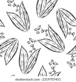 Seamless pattern with may lilly flower in sketch style