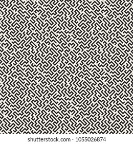 Seamless pattern with maze or labyrinth. Monochrome abstract background. Vector geometric texture.