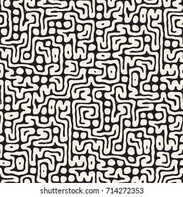 Seamless pattern with maze lines. Monochrome abstract background. Vector hand drawn labyrinth.