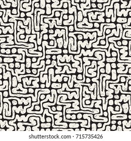 Seamless pattern with maze lines. Monochrome abstract background. Vector hand drawn labyrinth.