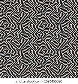 Seamless pattern with maze. Monochrome abstract background. Vector hand drawn illustration.