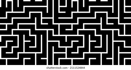 Seamless pattern with maze. Monochrome abstract background. Vector geometric illustration
