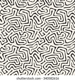 Nahtloses Muster mit Labyrinth. Monochromer abstrakter Hintergrund. Handgezeichnete Vektorgrafik.