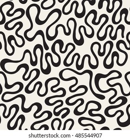 Seamless pattern with maze. Monochrome abstract background. Vector hand drawn illustration with winding tape.
