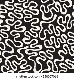 Seamless pattern with maze. Monochrome abstract background. Vector hand drawn illustration with winding tape.