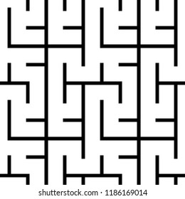 Seamless pattern with maze,monochromatic labyrinth, geometric background,vector illustration