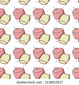 Seamless pattern in mbe style. Graphic background. delicious marshmallows for the holiday of love. To decorate Valentines Day.