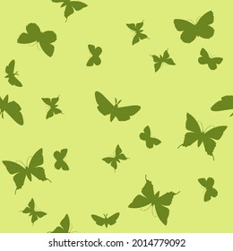 Nahtloses Muster. Wiesenschmetterlinge, Nahaufnahme. Schöne Silhouette. Cartoon-Stil. Flaches Design. Vektorgrafik. Kunst