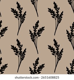 Seamless pattern of meadow flowers on beige background. Ideal for textile, home decor, banner, cover, etc