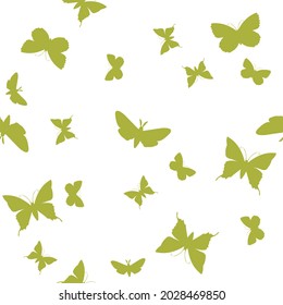 Seamless pattern. Meadow silhouette butterflies close-up. Beautiful. Isolated on white background. Cartoon style. Flat design. Vector illustration. art