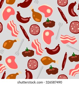 Seamless pattern with meat products