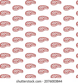 Seamless pattern of meat in white background with mini doodle (icon). Vector Illustration