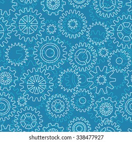 Seamless pattern with mechanical gears and cogwheels