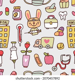 seamless pattern medical with doodle style