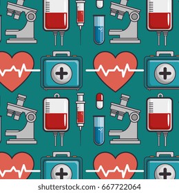 seamless pattern with medical elements  
