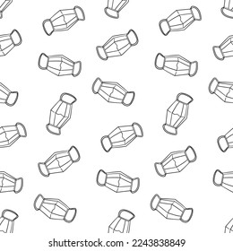 Seamless pattern with medical face mask hand drawn doodle outline vector