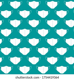Seamless pattern with medical face masks. Virus protection, quarantine. Coronavirus pandemic. Covid-19. Vector EPS10 illustration in flat style
