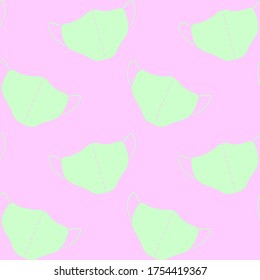 Seamless pattern with medical face masks. Virus protection, quarantine. Coronavirus pandemic. Covid-19. Vector EPS10 illustration in flat style