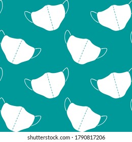 Seamless pattern with medical face masks. Virus protection, quarantine. Coronavirus pandemic. Covid-19. Vector EPS10 illustration in flat style