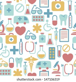 seamless pattern with medical icons