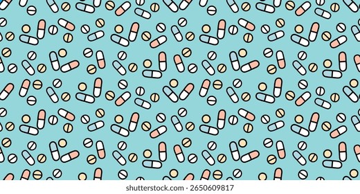 Seamless Pattern of Medical Icons Background Design