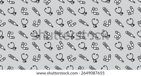 Seamless Pattern of Medical Icons Background Design