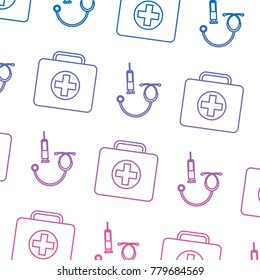 seamless pattern medical kit fisrt aid syringe and stethoscope