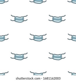 Patrón sin problemas con máscara médica. Ilustración vectorial.