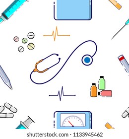seamless pattern medical object with modern and colorfull style