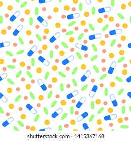 Seamless pattern with medical pill. Vector illustration
