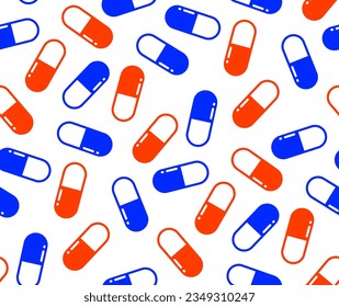 Seamless pattern of medical pills, medicines. Vector background on a medical theme.