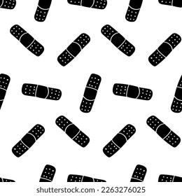 Seamless pattern with medical plaster band strip silhouette vector