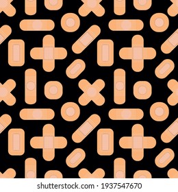 Seamless pattern with medical plasters. Medical patch pattern. Flat vector illustration