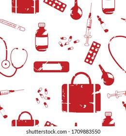 Seamless pattern medical supplies vector