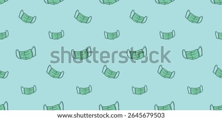 Seamless pattern with medical or surgical protective face mask doodle vector