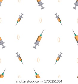 Seamless pattern of medical syringe.