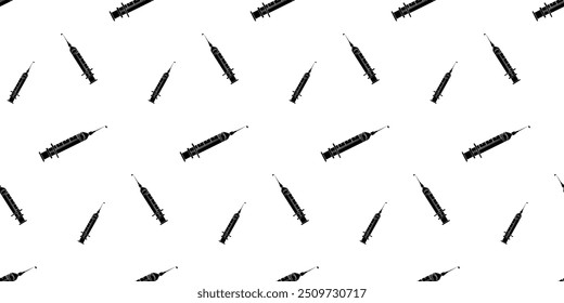 Seamless pattern with medical syringe with a droplet silhouette vector