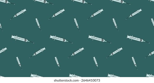 Padrão contínuo com seringa médica com um vetor de doodle de gota
