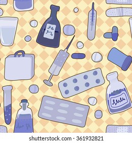Seamless pattern with medical theme 