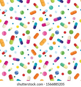 Seamless pattern with medicine drugs illustration