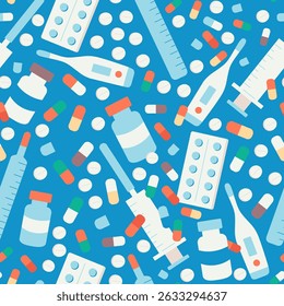 padrão perfeito com elementos de medicina no estilo doodle em vetor. Elemento para fundos papel de parede de envoltório de fundo embalagens de impressão têxtil